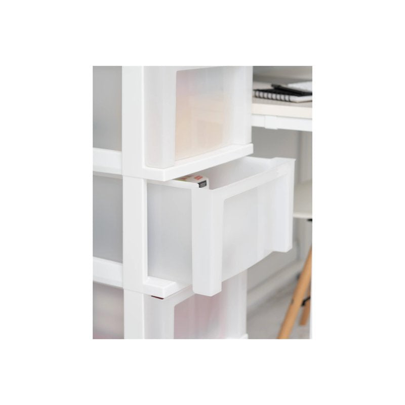 Narrow 4-Drawer Plastic Storage Cart with Organizer Top - White