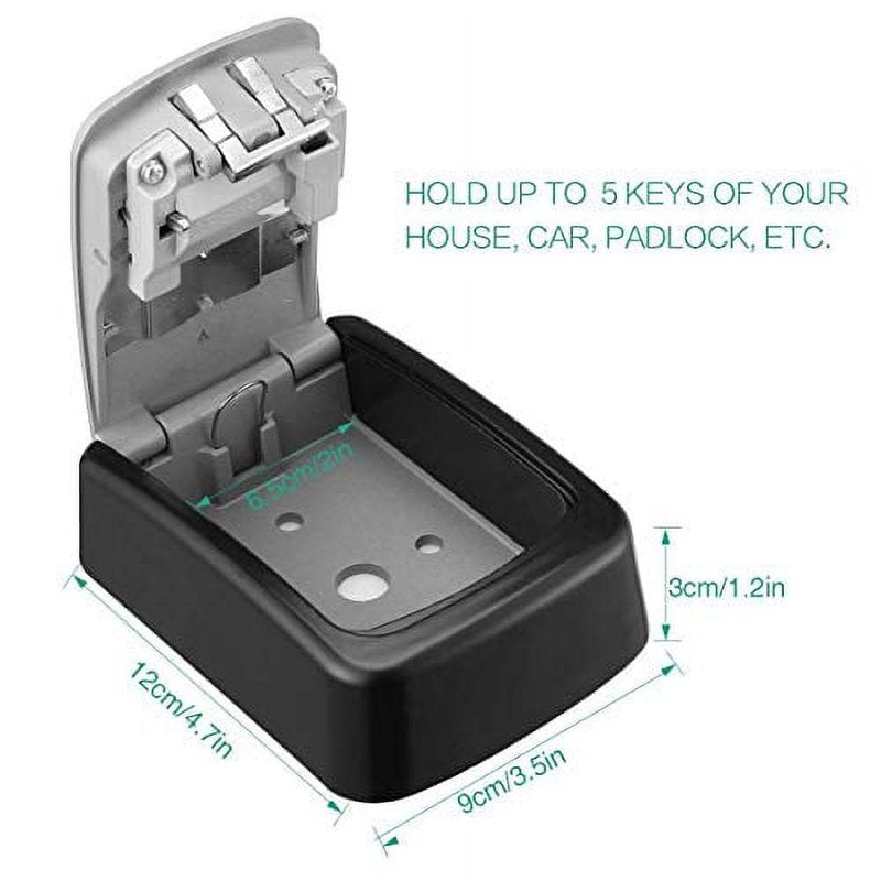 Heavy Duty Wall Mount Key Lock Box with 4-Digit Combination - Holds Up to 5 Keys