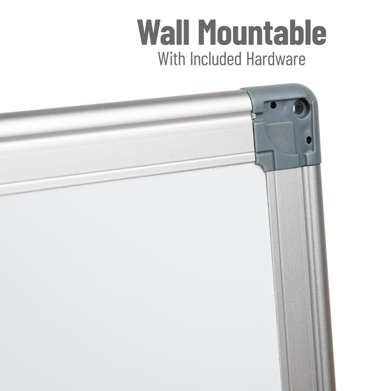 Magnetic Whiteboard with Wall Mount, Eraser & Marker Shelf — Dry Erase Board