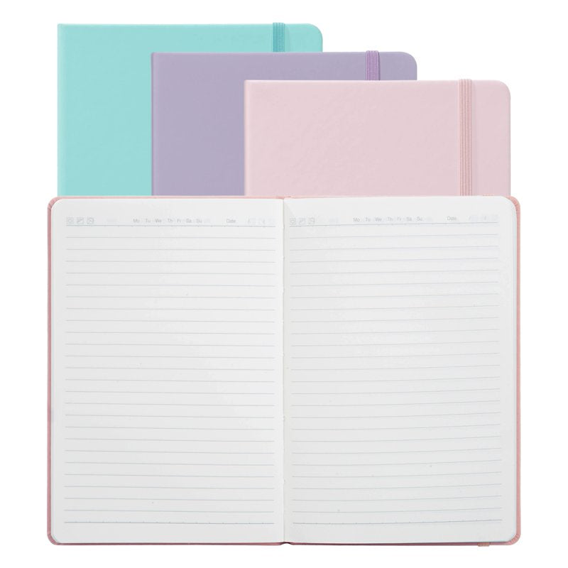 A5 Hardcover Leather Journal Notebook Set with Elastic Closure & Ribbon Bookmark