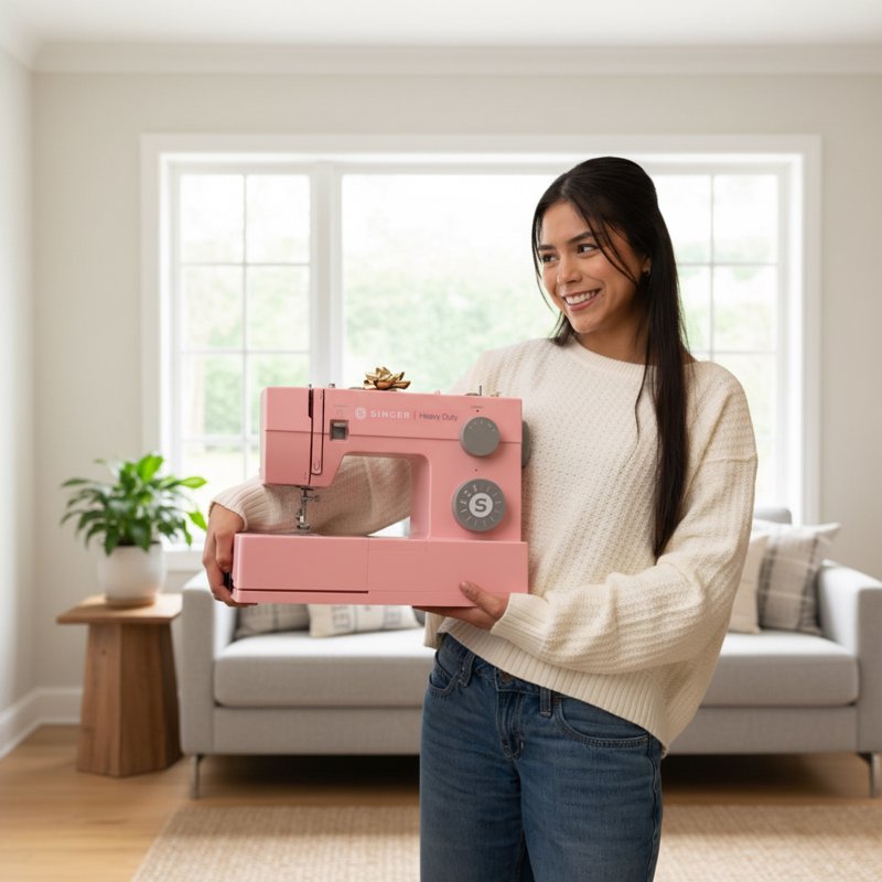 Heavy Duty Sewing Machine Pink - 11 Stitches, High Speed 1100 SPM, Accessories Included