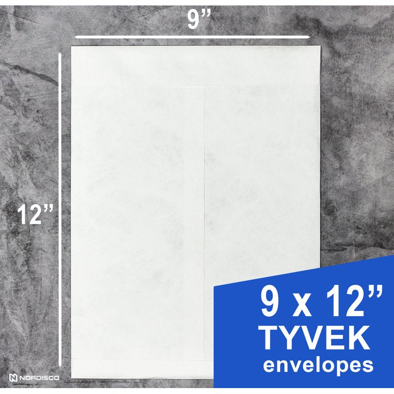 Self-Seal Tyvek Envelopes 9x12 Inches, White, Pack of 15 - Durable Shipping Mailers