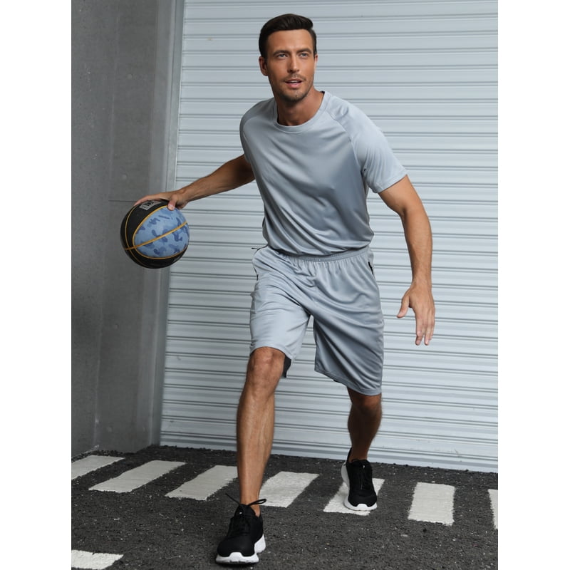 Men's Athletic Shorts 5-Piece Sports Set with Zipper Pockets - Performance Workout Gear