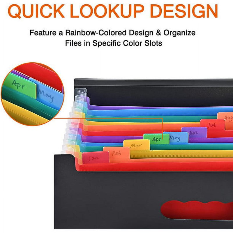12-Pocket Expanding File Folder - Office Document Organizer, A4 & Letter Size