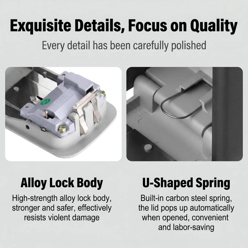 Portable Wall Mount Key Lock Box with Resettable 4-Digit Combination for Outdoor Security