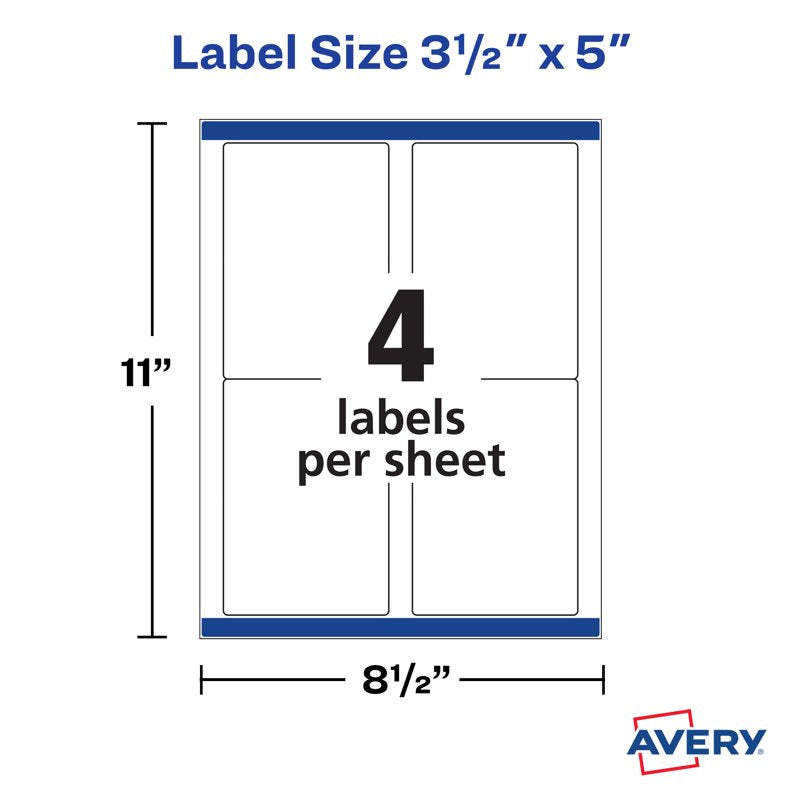 Avery Shipping Labels 3.5 x 5 Inches 1000 Permanent Adhesive Laser & Inkjet Compatible