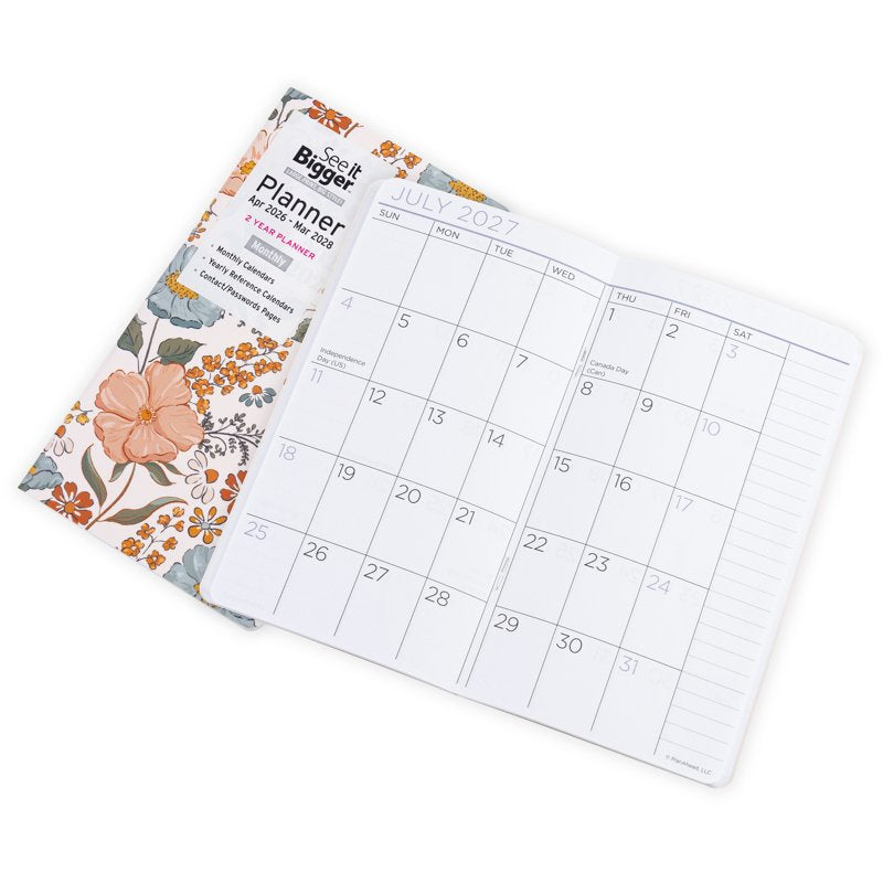 See It Bigger Pocket Planner - Floral 2-Year Monthly Calendar, Apr 2026-Mar 2028