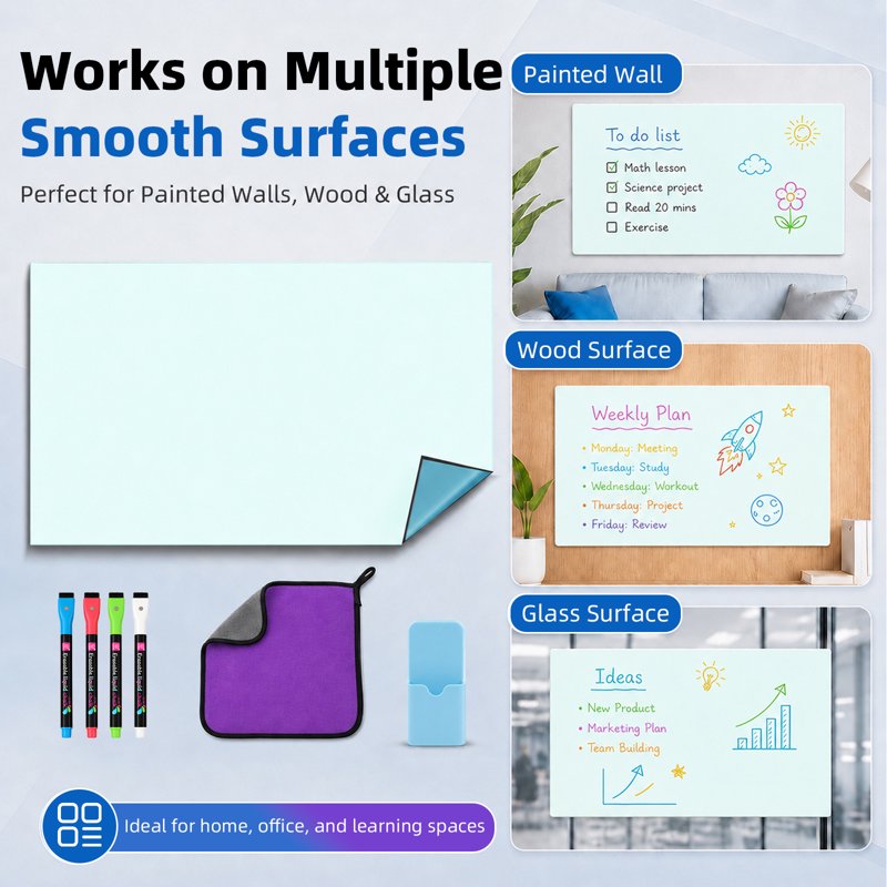 Magnetic Chalkboard Contact Paper - Light Blue Peel and Stick Wall Decal for Home & Classroom