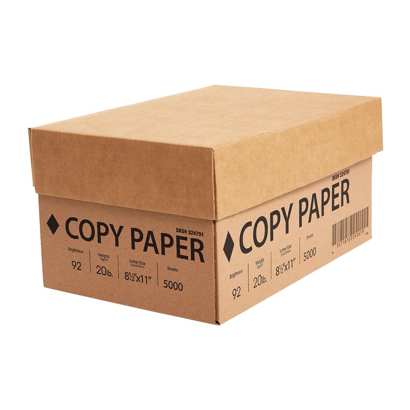 8.5 x 11 Copy Paper 20 Lb Brightness 92 - 5000 Sheets per Carton