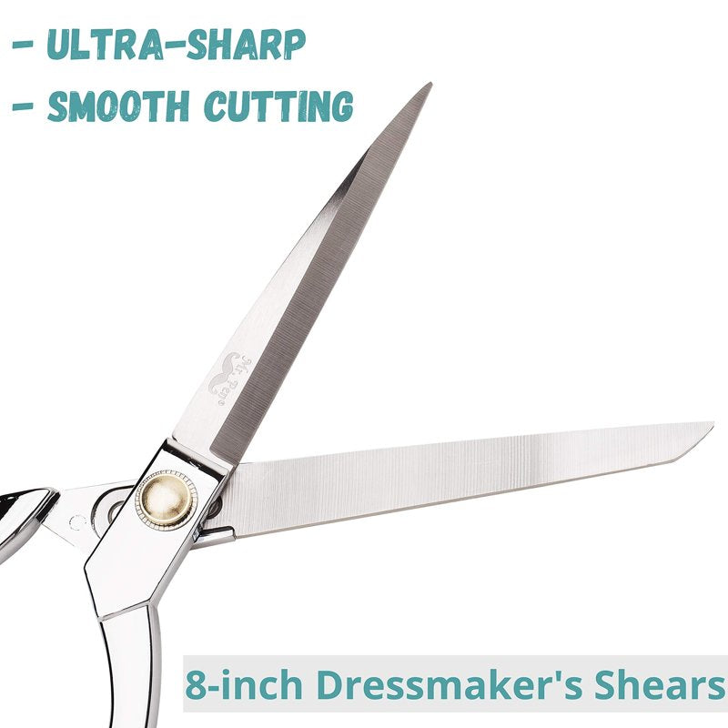 Heavy Duty Fabric Scissors - 8 Inch Sharp Tailor Shears for Sewing & Crafting