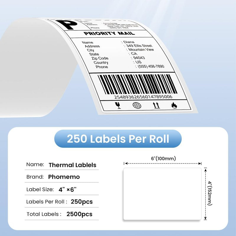 Thermal Shipping Labels 4x6 inches - 500 Pack for Packages & Seals