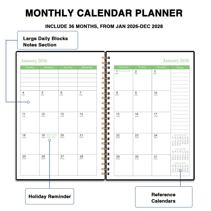 3-Year Monthly Calendar Planner 2026-2028 | Long-Term Schedule Organizer