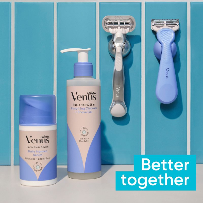 Venus Pubic Hair & Skin Razor Kit with 1 Handle 2 Refills & Shower Hook - Variation 2