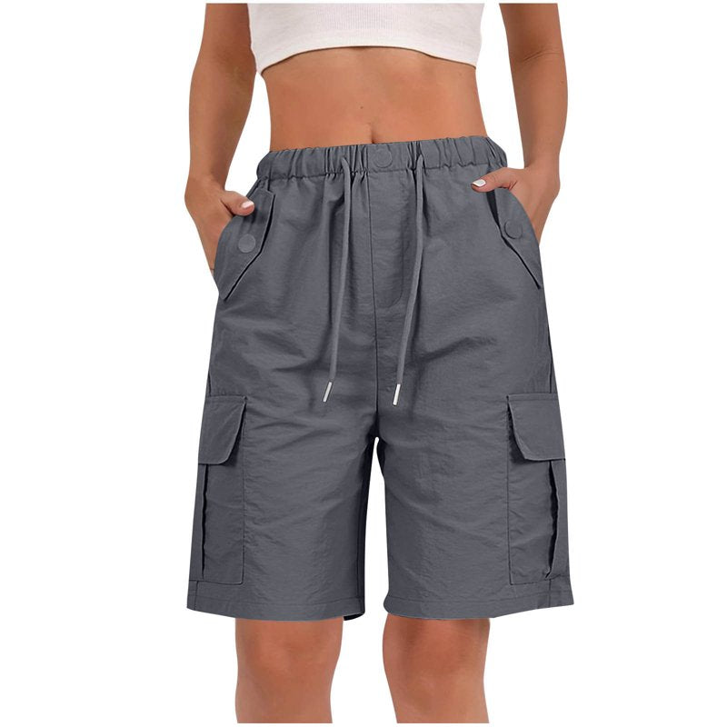Women's Quick Dry Cargo Shorts - Casual Summer Athletic Shorts with Pockets