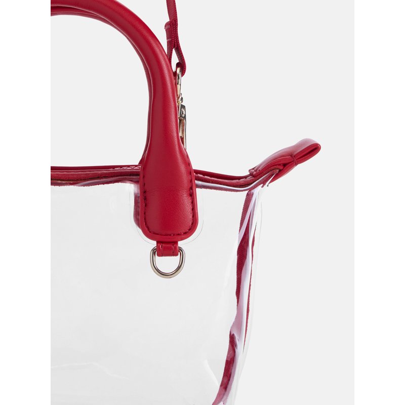 Women's Clear Mini Tote Bag with Top Handle and Crossbody Strap - Stadium-Friendly