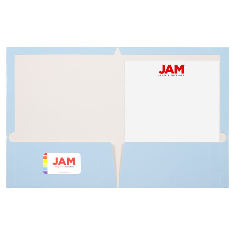 Baby Blue Laminated Pocket Folders - 3 Pack, 9 x 12 Inches, Glossy Office Organizer