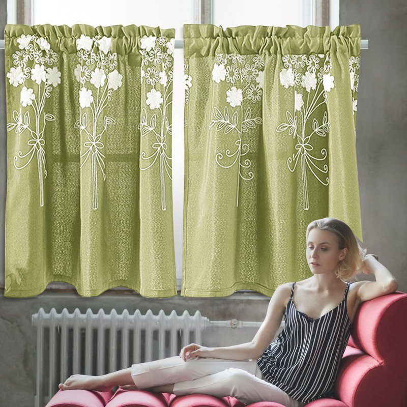 Blackout Cafe Curtains for Small Windows - Thermal Insulated Water-Resistant Short Kitchen & Bedroom Drapes