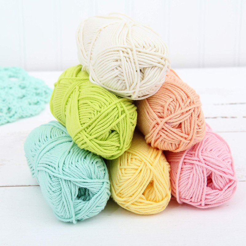 Cotton Crochet Yarn Skeins - 50g Worsted Weight for Knitting & Crocheting, 30 Colors