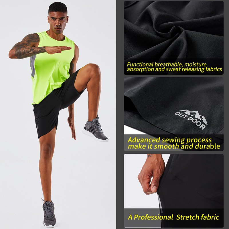 Men's Workout Running Shorts with Zip Pockets - Breathable Quick Dry Fitness Gym Shorts