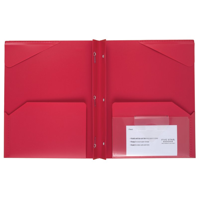 Assorted 6-Pack Pocket & Prong Folders, 9-5/16 x 11-5/8 Inches, Durable Plastic