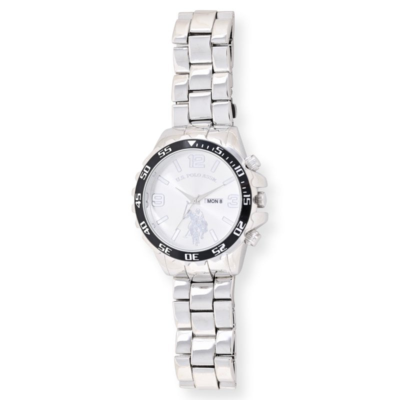 Men's Silver Analog Watch with Sports Bezel - One Size