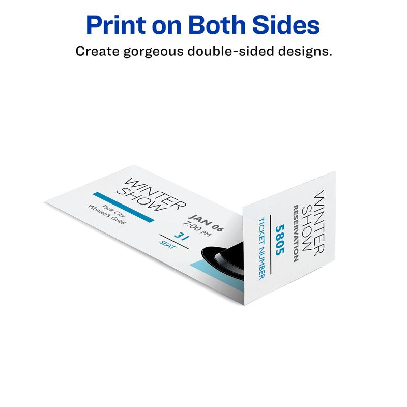 Event Tickets with Tear-Away Stubs - 1.75 x 5.5 Inches, Matte White, Pack of 200