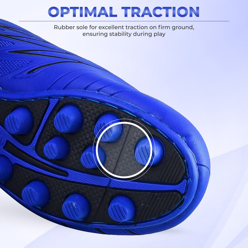 Vizari Boca Firm Ground Kids Soccer Cleats - Lightweight Lightweight, Cushioned Heel, Blue/Black, Size 11