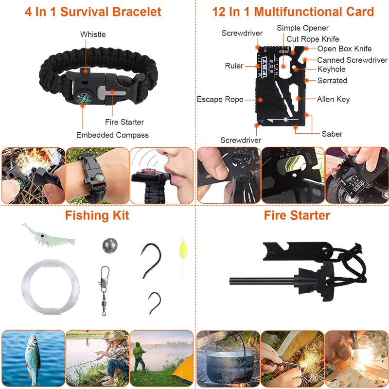 125-Piece Survival First Aid Kit with Camping Gear | Emergency Outdoor Equipment