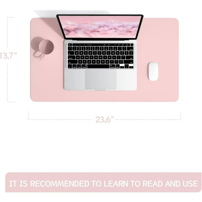 Large Waterproof Leather Desk Pad for Office and Home - Pink 23.6 x 13.7 Inches