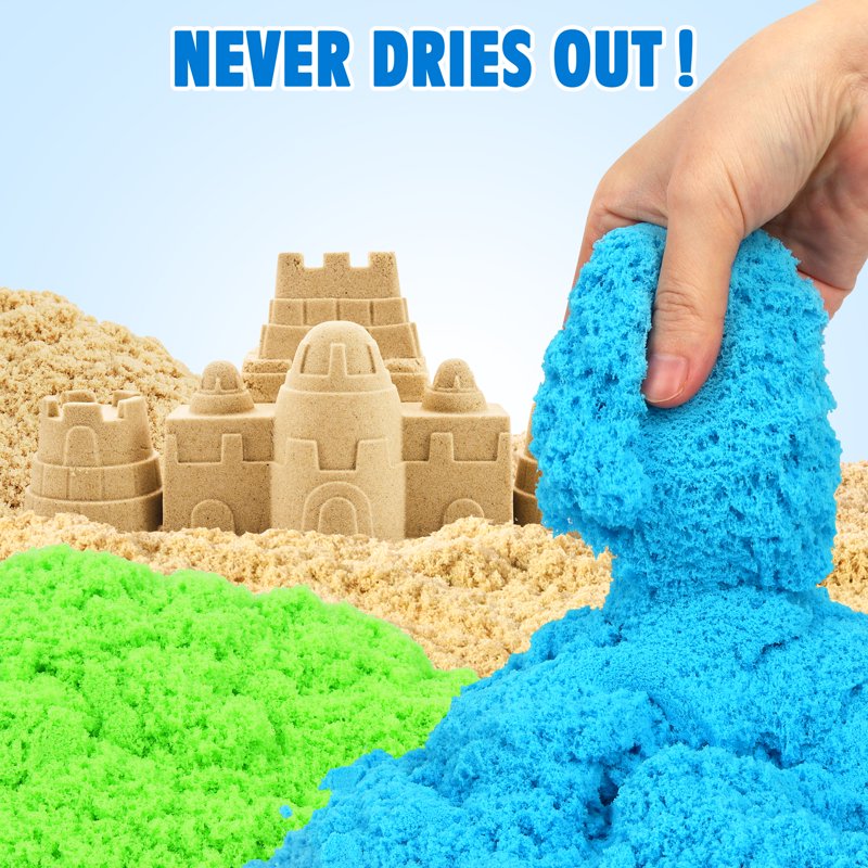 Kids Sensory Play Sand Set with Storage Bin - 4.4 lbs Non-Toxic Molding Sand for Indoor & Outdoor Use