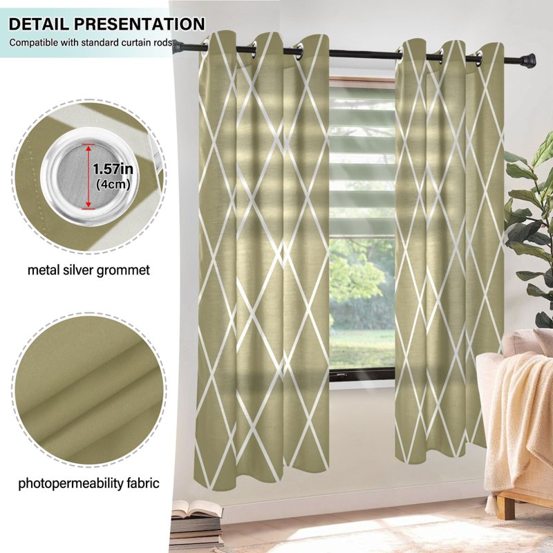 Sheer Curtain Panel Set - Light Filtering Grommet Drapes for Bedroom & Living Room