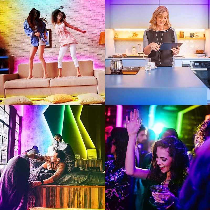 100ft RGB LED Strip Lights with Remote & Power Supply - Flexible, Cuttable for Bedroom, Kitchen, Decor