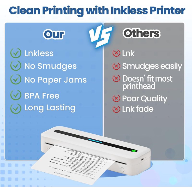 Thermal Paper Rolls 8.5x11 US Letter for Portable Printers - BPA-Free, Long-Lasting, 2 Rolls