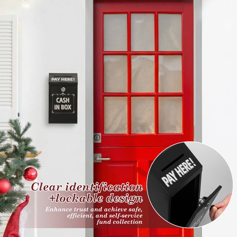 Metal Cash Drop Box with Lock and Slot for Farm Stand Porch Pickup - All Colors