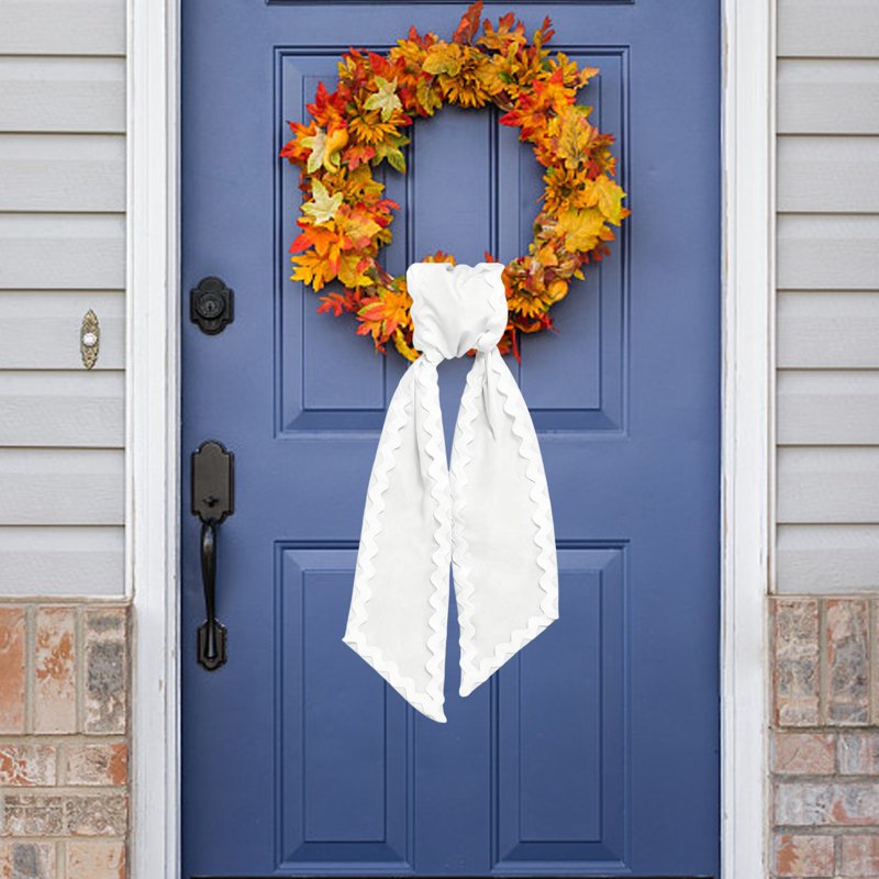 Decorative Satin & Cotton Wreath Sash for Front Door, Wedding & Holiday Decor