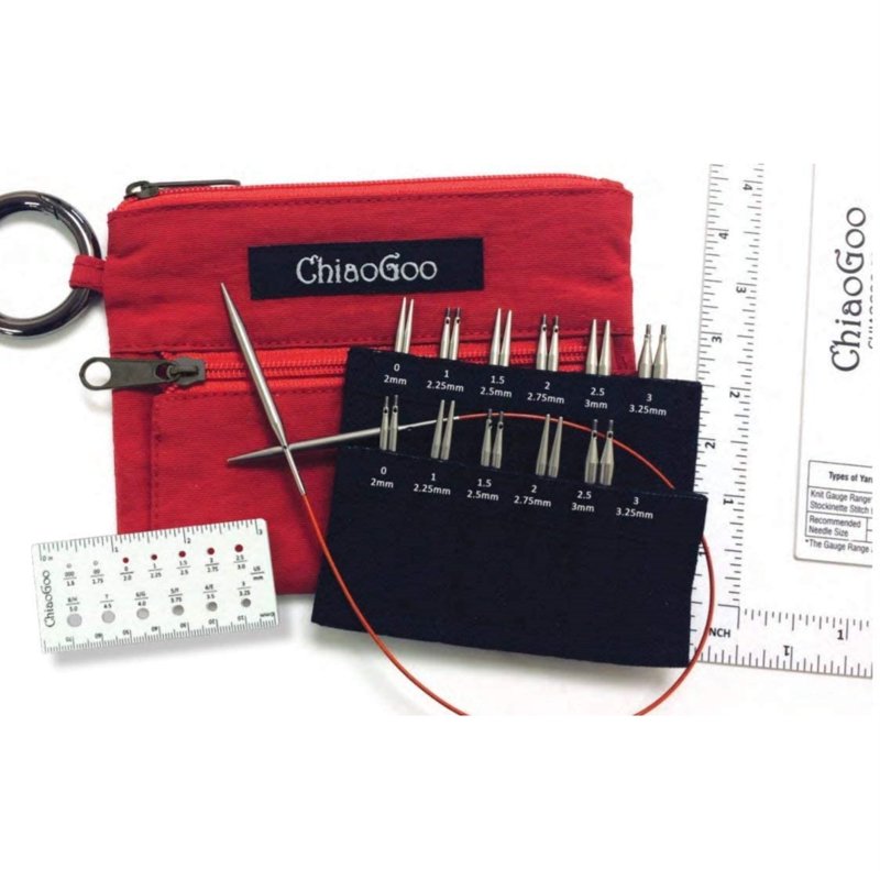 Knitting Interchangeable Needle Set - Stainless Steel Tips with Cables, 2 and 3 Inch Mini