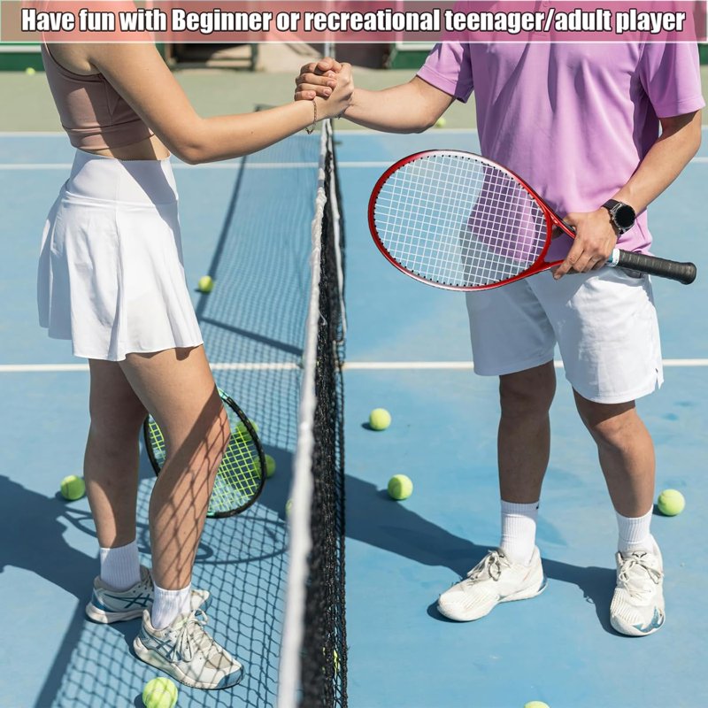Adult Tennis Racket Set 27 Inch with 4 Balls, Overgrips, Trainer & Bag