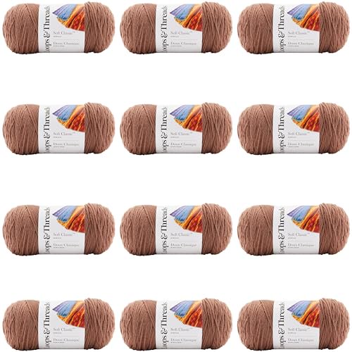 Bulk Solid Color Yarn Pack for Knitting Crochet Weaving Arts & Crafts - 12 Skeins