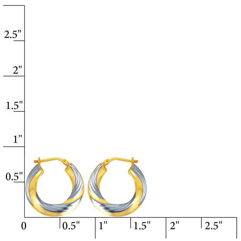 Gold Plated Sterling Silver Hoop Earrings Set - Textured & Swirl Design, 24x18mm & 23mm, Hypoallergenic, Adults Jewelry