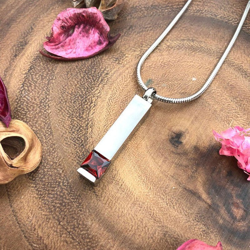 Personalized Birthstone Cremation Jewelry Pendant Keepsake for Ashes - Necklace & Engraving Kit