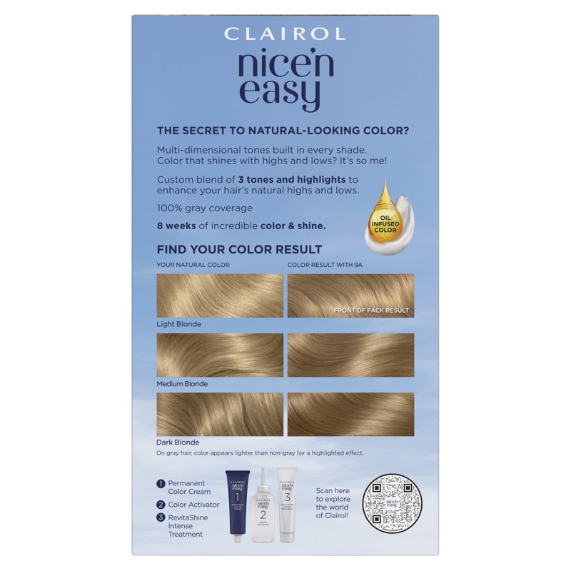 Permanent Hair Color Cream - Natural-Looking Shades, Up to 8 Weeks of Shine
