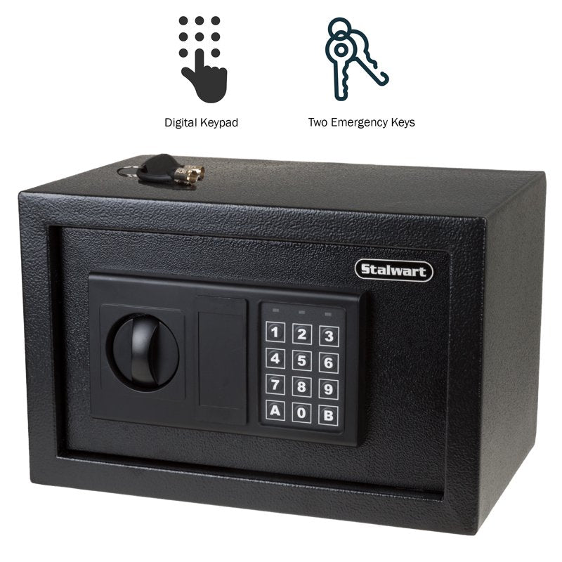 Fire Resistant Steel Digital Safe Box with Keypad and Alarm - Black