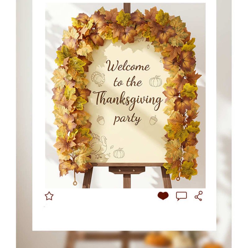 Artificial Fall Maple Leaf Vine Garland - 68 Inch Autumn Decoration for Thanksgiving & Halloween