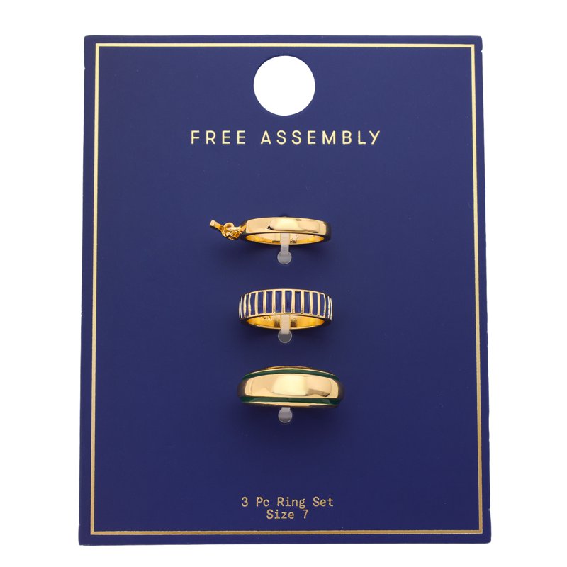 Women's Charm Ring Set - 3-Piece Gold-Tone Stackable Jewelry