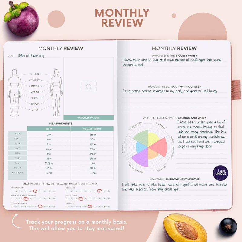 Wellness Planner - 6-Month Undated Health & Fitness Journal - Rose Gold