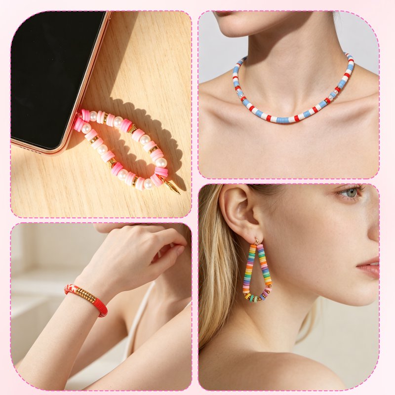 Clay Beads Bracelet Making Kit with 144 Colors & Charms - DIY Jewelry Supplies
