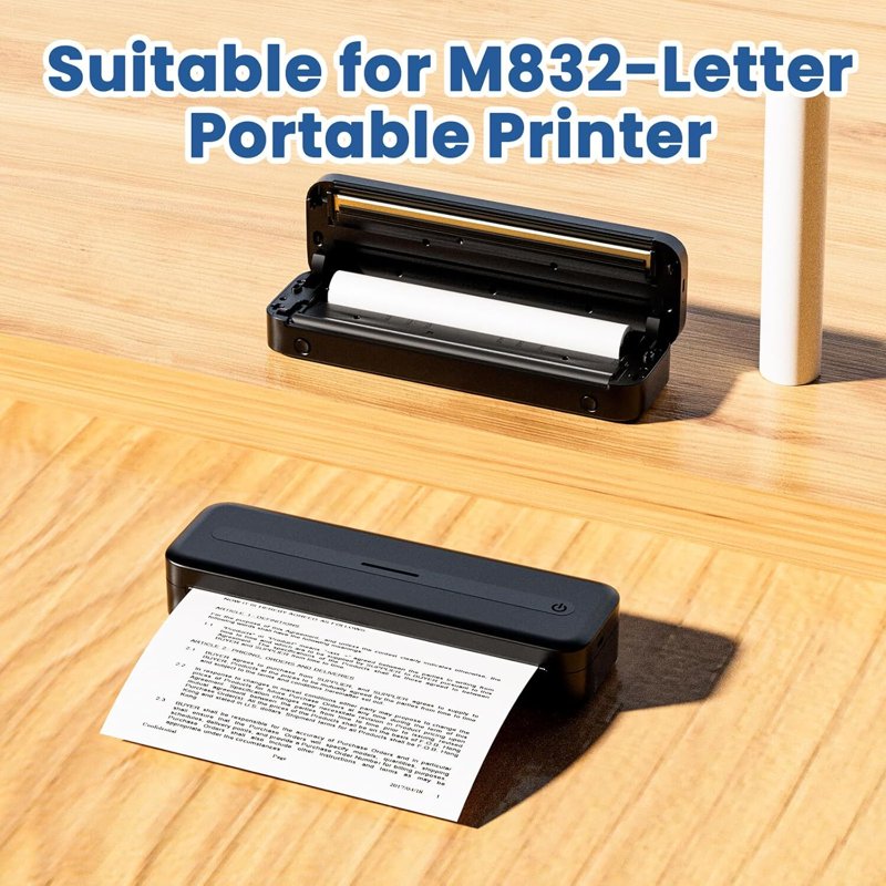 Thermal Paper Rolls 8.5x11 US Letter for Portable Printers - BPA-Free, Long-Lasting, 2 Rolls