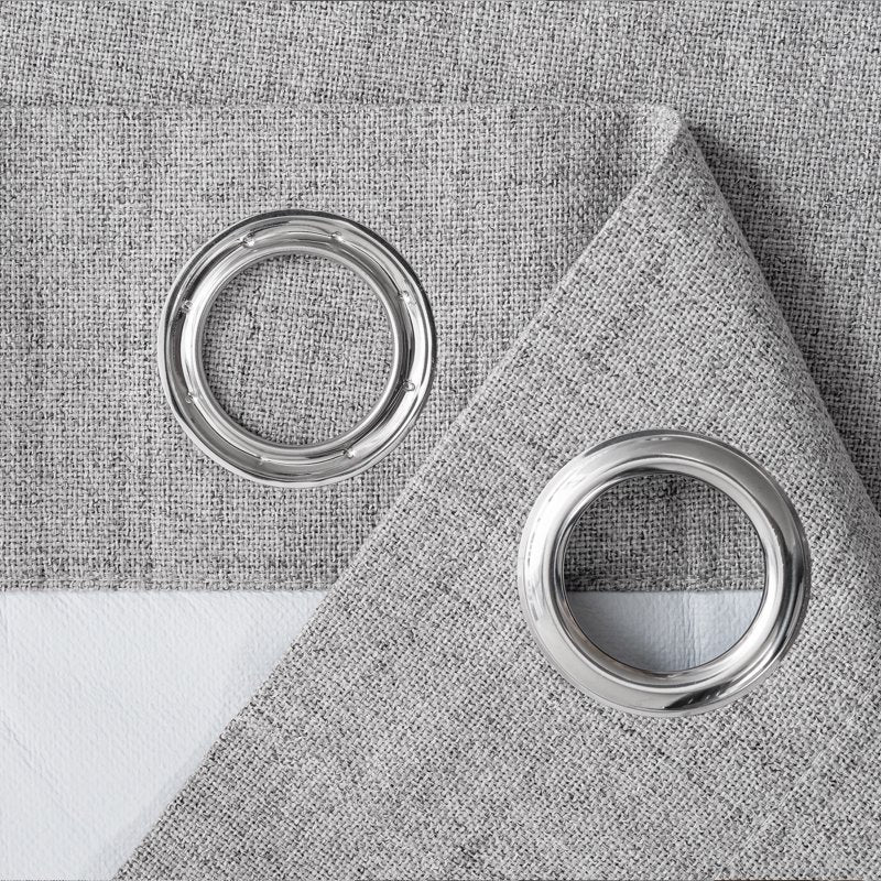 Blackout Linen Texture Curtains with Grommet Top - Room Darkening Panel Set