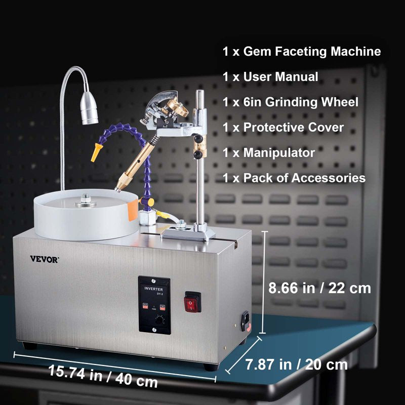 Gem Faceting Machine 180W Rotary Polisher for Jewelry & Rock Crafting
