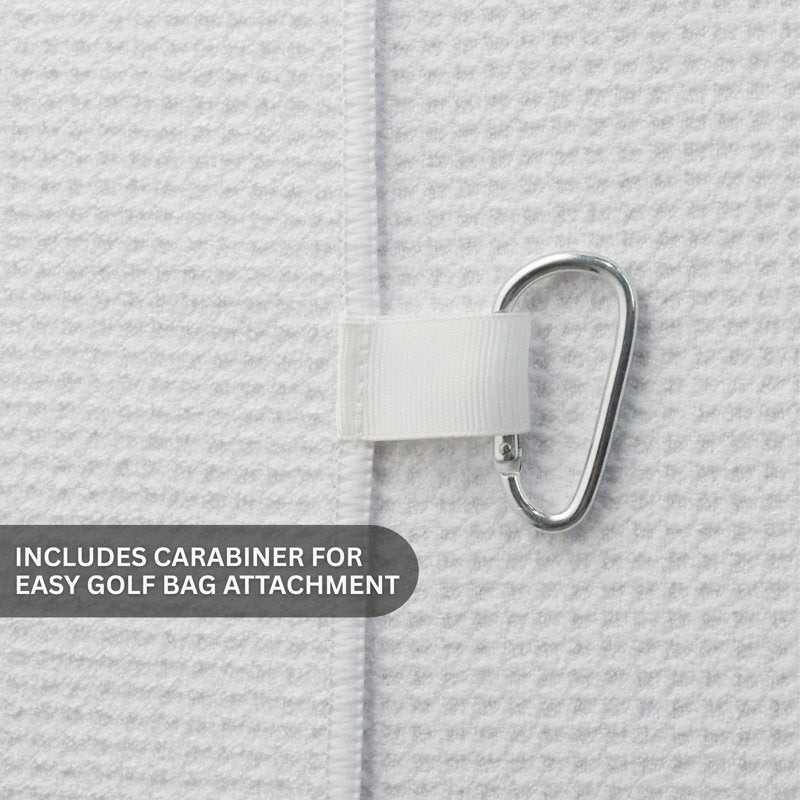 Golf Towel Microfiber with Carabiner Clip 30x20 Inch White - Pack Options